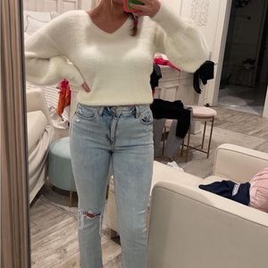 white sweater